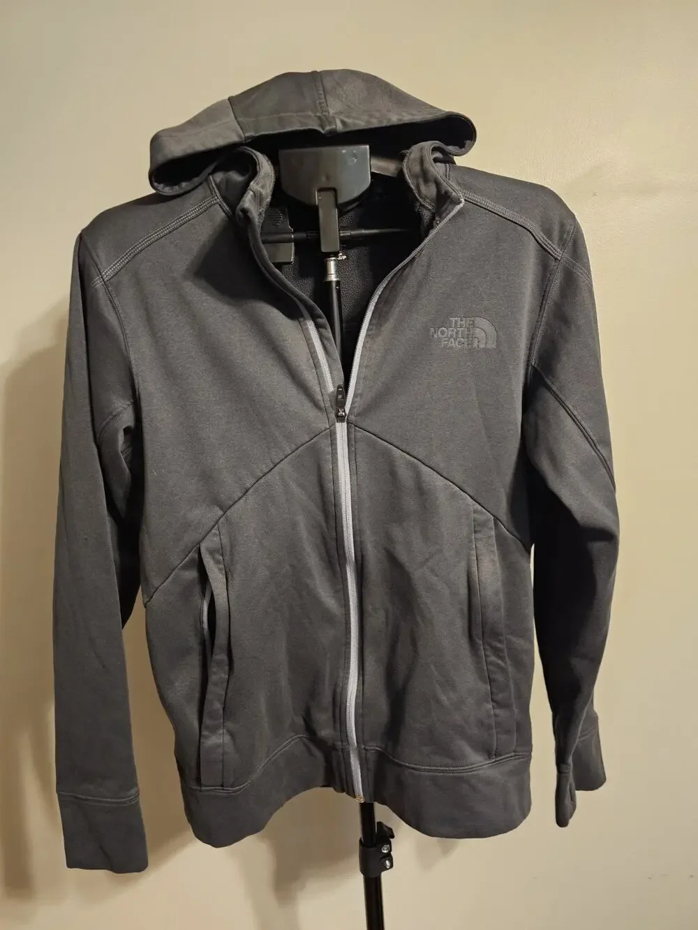 The North Face Men's Gray Fleece Full Zip Hoodie Jacket Size S Pockets Logo